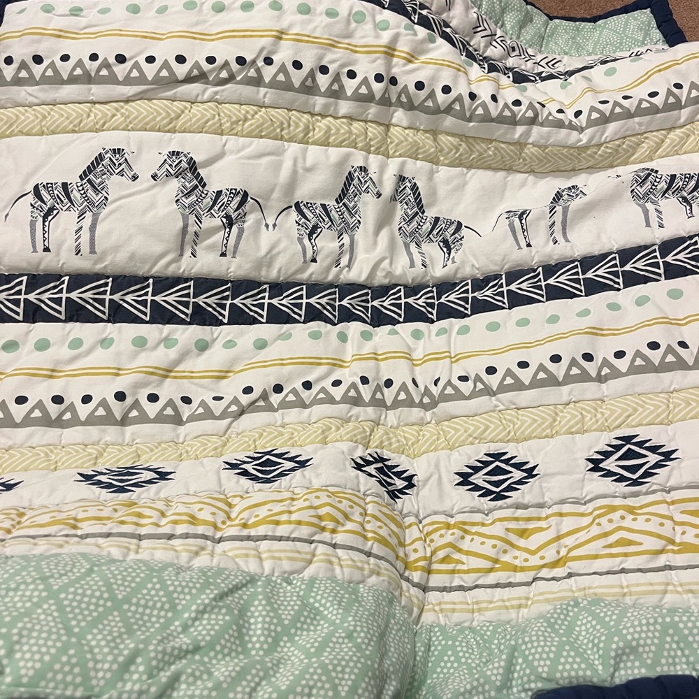 Baby crib comforter and matching bed skirt animal wildlife tribal